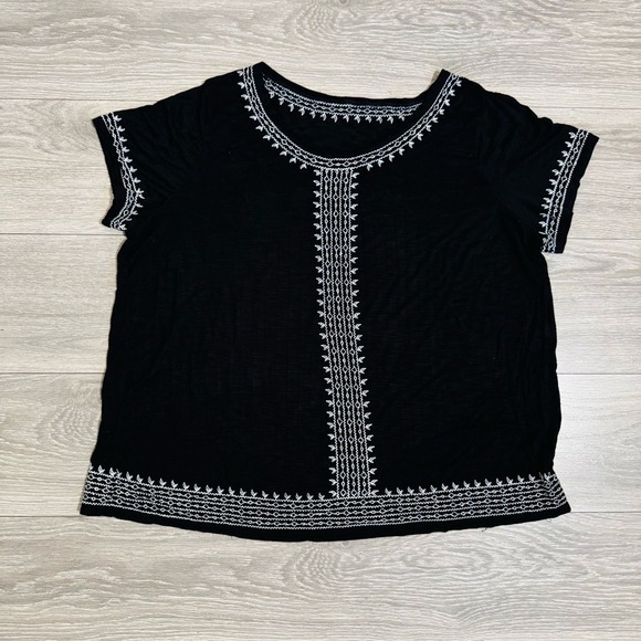 Rafaella Black Bohemian Embroidered Women's Relaxed Fit Lightweight Top Size XL‎ - Picture 13 of 17